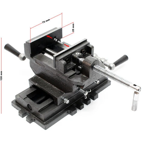 WILTEC Étau De Fraisage 2 Axes 75 Mm Perceuse à Tarauder Table Croisé Établi Étau Machine Outil Atelier – Image 3