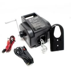 WILTEC Treuil électrique 12 Volts Traction Jusqu’à 2267 Kg Treuil à Câble Manivelle Outil Bateau Remorque