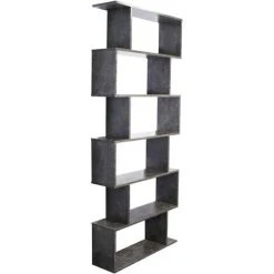 WILTEC Étagère à Livre Murale En Forme De S Béton Bilibiothèque Séparation Pièces Meuble Moderne Rangement
