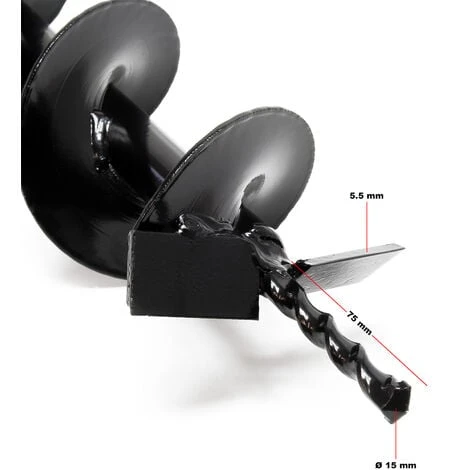 WILTEC Vis Sans Fin De Remplacement Pièce De Rechange 200mm Perceuse De Sol Tarière Creuse – Image 3