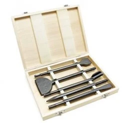 WILTEC Jeu Burin 5 Pcs. SDS-Plus 250mm Manche Ø10mm Plat Pointu Coupe-tôle Coupe-rivets Carrelage Cloison