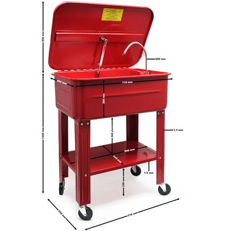 WILTEC Fontaine De Dégraissage Nettoyage De Pièces Mécaniques Bac De Lavage 75,7l Avec Pompe Garage Atelier – Image 5