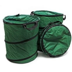 WILTEC Sac De Jardin Rond 100l Pop Up 3x Sac De Déchets En Tissu Pliable Feuilles Branches Mortes Feuillage