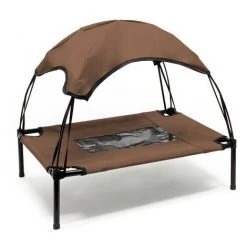 WILTEC Transat Chien Marron 76x60x16cm 25kg Max Lit Relaxant Surélevé Animal Domestique Protection Soleil M