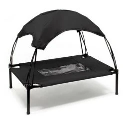 WILTEC Transat Chien Noir 91x76x16cm 35kg Max Lit Relaxant Surélevé Animal Domestique Protection Soleil L