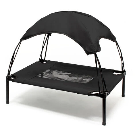 WILTEC Transat Chien Noir 91x76x16cm 35kg Max Lit Relaxant Surélevé Animal Domestique Protection Soleil L – Image 2