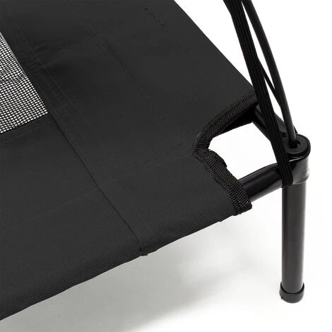 WILTEC Transat Chien Noir 91x76x16cm 35kg Max Lit Relaxant Surélevé Animal Domestique Protection Soleil L – Image 3