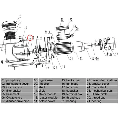 Pièce Détachée: Pompe De Piscine WilTec No. 50919 / 50920 / 50921 Joint Torique 6 – Image 3