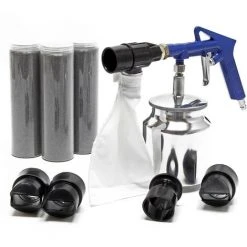WILTEC Ki Pistolet De Sablage Air Comprimé Sableuse Avec Matériau Et Accessoires Gicleurs Grenaille Atelier