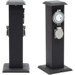 WILTEC Colonne D’énergie 2 Prises D’alimentation Extérieure Avec Minuterie Métal IP44 Jardin Outdoor