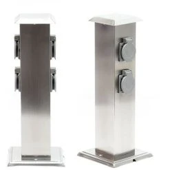 WILTEC Colonne D’énergie 4 Prises D’alimentation électrique Extérieure Acier Affiné IP44 Jardin Outdoor