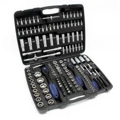 WILTEC Jeu De 172 Clé à Douille Ensemble D’outils Cliquet Réversible Douille Adaptateur Écrou 1/4" 1/2" 3/8