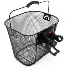 WILTEC Panier Pour Vélo 32,5x24x26,5cm Porte-bagage Avant Détachable Acier Noir Transport Sac Emplettes