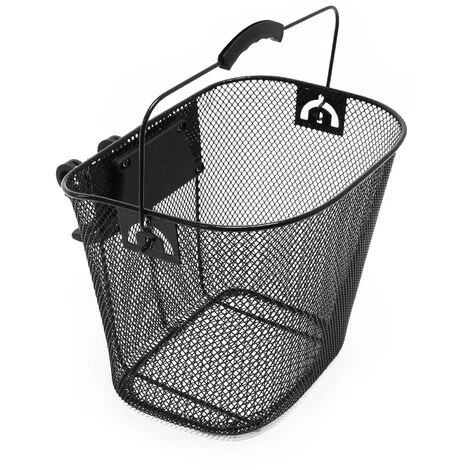 WILTEC Panier Pour Vélo 32,5x24x26,5cm Porte-bagage Avant Détachable Acier Noir Transport Sac Emplettes – Image 2