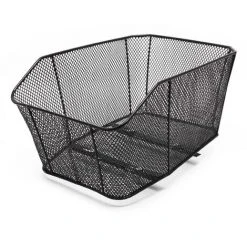 WILTEC Panier à Vélo Porte-bagage Arrière 42x29x20cm Acier Noir Transport Sac Emplettes Mailles Serrées