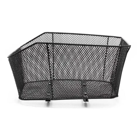 WILTEC Panier à Vélo Porte-bagage Arrière 42x29x20cm Acier Noir Transport Sac Emplettes Mailles Serrées – Image 4