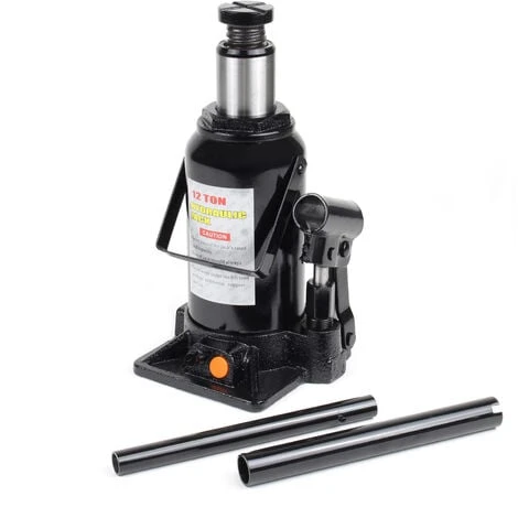 WILTEC Cric Bouteille Hydraulique 12T Vérin De Levage Avec Fonction Descente Lente, 215-400 Mm