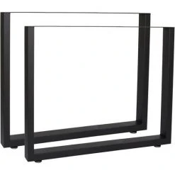 WILTEC Pieds De Table En Profil Carré 80x72cm Noir Revêtement Par Poudre Piètement Meuble
