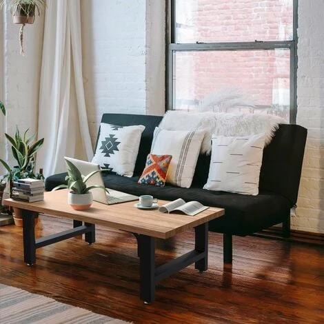 WILTEC Pieds De Table En Profil Carré 64x40cm Noir Revêtement Par Poudre Piètement De Table Meuble – Image 2