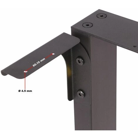 WILTEC Pieds De Table En Profil Carré 64x40cm Noir Revêtement Par Poudre Piètement De Table Meuble – Image 4