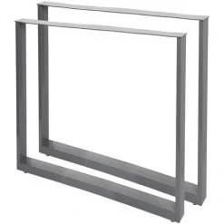 WILTEC Pieds De Table En Profil Carré 70x72cm Gris Revêtement En Poudre Piètement Meuble
