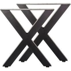 WILTEC Pieds De Table En Forme X 72x60 Cm Noir Revêtement Par Poudre Piètement Meuble