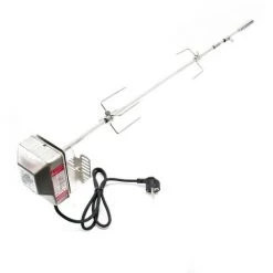 WILTEC Broche BBQ 97cm 230V En Acier Affiné 2 Fourches Incluses Broches Grillade Rôtisserie Grill