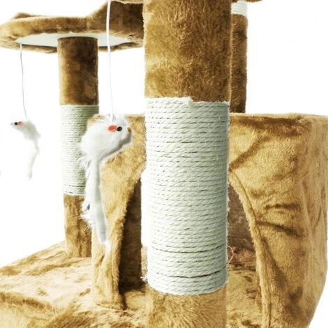 WILTEC Arbre à Chat En Beige 170 Cm Avec Plate-formes Niches Échelles Griffoir Grattoir Escalade Toboggan – Image 5