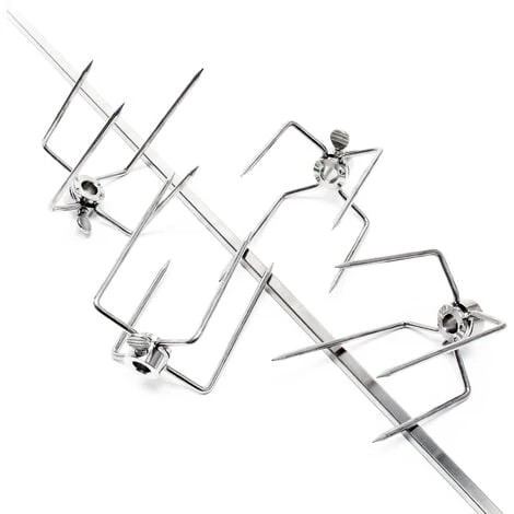 WILTEC Broche BBQ 110cm 230V En Acier Affiné 2 Fourches Incluses Tournebroche Masselotte D'équilibrage – Image 5