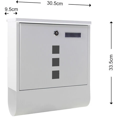 WILTEC Boite Aux Lettres Avec Porte-journaux Blanc Revêtement Poudre Montage Au Mur Avec 2 Clés Courrier – Image 2