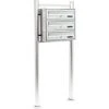 WILTEC Bloc De 3 Boite Aux Lettres Pied De Support Acier Inoxydable 2 Clés Par Compartiment Superposé