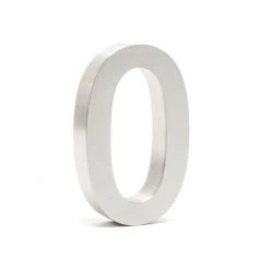 WILTEC Plaque Numéro Maison Chiffre "0" 3D 20cm Acier Inoxydable Résistant Intempéries Matériel Fixation