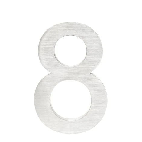 WILTEC Plaque Numéro Maison Chiffre "8" 3D 20cm Acier Inoxydable Résistant Intempéries Matériel Fixation – Image 3