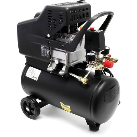 WILTEC Compresseur Air Comprimé 24L 1,1kW 8 Bars Mobile Avec Roues Et Poignée Outil Pneumatique Atelier – Image 2