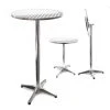 WILTEC Table Bistro Haute De Bar Aluminium Pliable Réglage En Hauteur 74/114cm Ø60cm Meuble Terrasse Salon