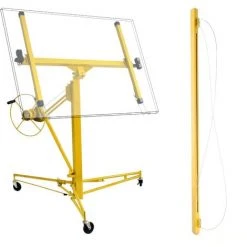 WILTEC KIT: Lève Panneaux, Lève Plaques De Plâtre Pro 350cm + 140cm Extension Bar Max 465cm 68kg