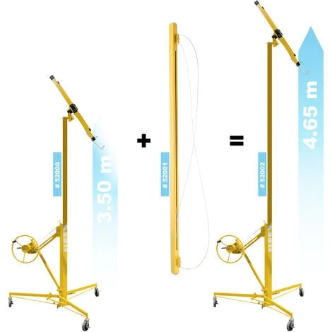 WILTEC KIT: Lève Panneaux, Lève Plaques De Plâtre Pro 350cm + 140cm Extension Bar Max 465cm 68kg – Image 2