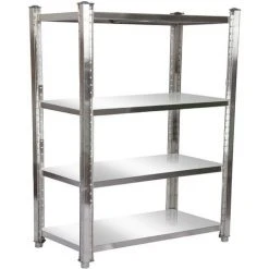 WILTEC Étagère Acier Affiné 150x50x155 Cm 4 Étagères De Rangement Réglables En Hauteur Gastronomie Cave