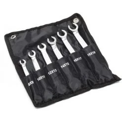 WILTEC Jeu De Clé Pour Conduite De Frein 6 Pcs 8-19 Mm Clé à Durite De Frein Clé Polygonale Plate à Cliquet