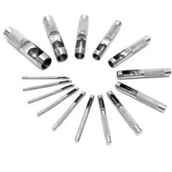WILTEC Jeu De Poinçons 2-22mm 15 Pièces En Acier Au Carbone Pour Cuir Et Caoutchouc Et Plastique Souple