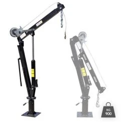 WILTEC Grue De Levage Pick Up Rabattable Charge De 900kg Tête Pivotante à 360° & Treuil Socle Solide