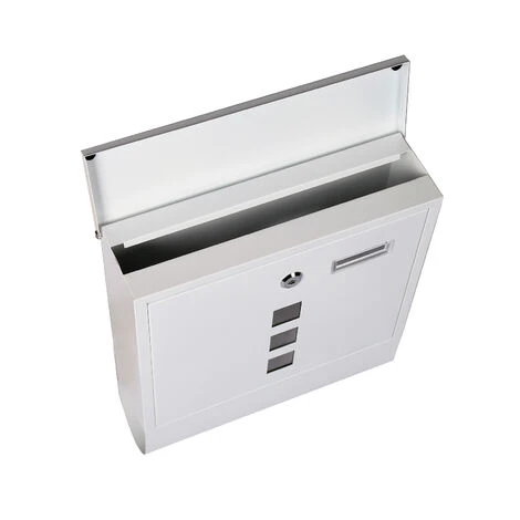WILTEC Boite Aux Lettres Blanche Compartiment Pour Journaux Large Fente 3 Fenêtres De Visualisation – Image 4