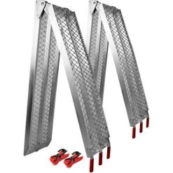 WILTEC 2x Rampe De Chargement Moto ATV Pliable Aluminium Rail D'accès 226cm 680kg