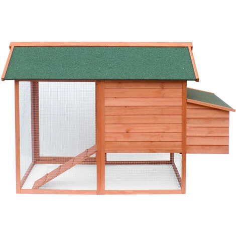 WILTEC Poulailler Enclos Et Abri Spacieux Bois D'épicéa Toit En Bitume 1710x800x1100 Mm Élevage Basse-cour – Image 2