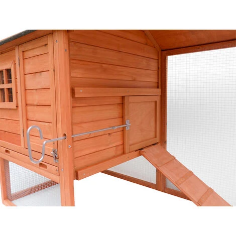 WILTEC Poulailler Enclos Et Abri Spacieux Bois D'épicéa Toit En Bitume 1710x800x1100 Mm Élevage Basse-cour – Image 4