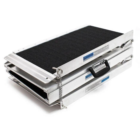 WILTEC Rampe Pour Fauteuil Roulant Rampe De Chargement 2x Pliable Alu Surface Antidérapante 244 Cm 270kg