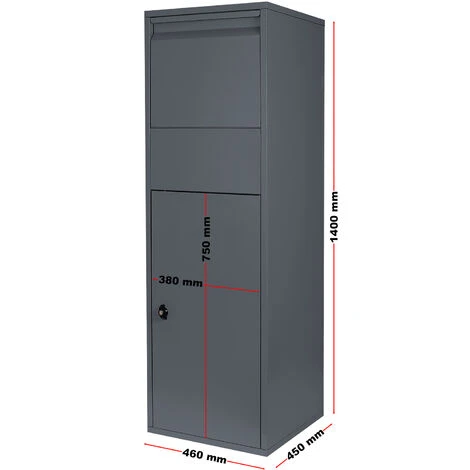 WILTEC Boîte à Colis Verrouillable Boîte Aux Lettres Sur Pieds Anthracite Colis S Et L Usage Domestique – Image 4