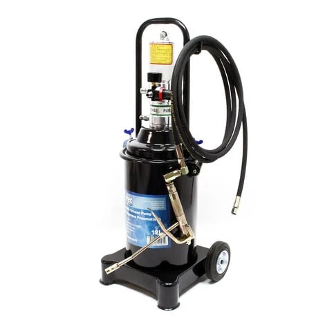WILTEC Pompe à Graisse Professionnelle Pneumatique Réservoir 12l Pistolet De Graissage Mobile Lubrification – Image 2