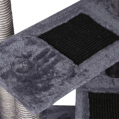 WILTEC Arbre à Chat 100 Cm Corde En Sisal Gris/ Gris Clair Avec 3 Zones De Couchage 1 Plateforme Griffoir – Image 2