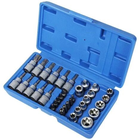 WILTEC Jeu De Clés à Douilles Multidents 34 Pcs Avec Entraînement 3/8" Et 5/16" Unsage Universel – Image 2